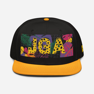 JGA Accessoire Snapback Cap schwarz-gold, florales Muster, Leopard Frau Mann unisex JGA Service Alexandra Hadnadjev