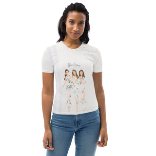 T-Shirt Crew Blumen hellgrau