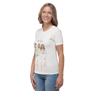 T-Shirt Crew Blumen hellgrau