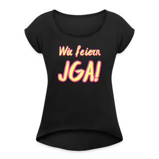 T-Shirt "Wir feiern JGA!" gelb-rosa - Schwarz