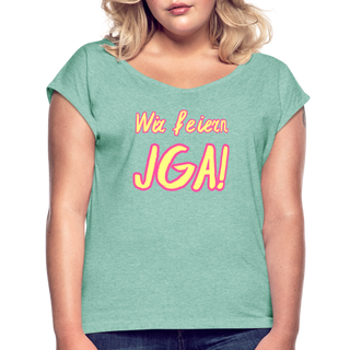T-Shirt "Wir feiern JGA!" gelb-rosa - Minze meliert