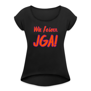 T-Shirt "Wir feiern JGA!" orange-violett - Schwarz