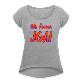 T-Shirt "Wir feiern JGA!" orange-violett - Grau meliert