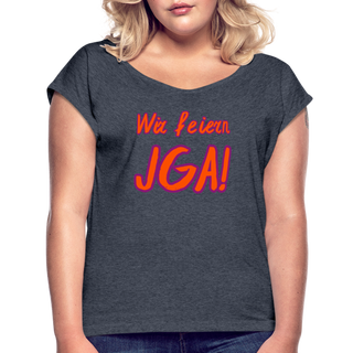 T-Shirt "Wir feiern JGA!" orange-violett - Navy meliert