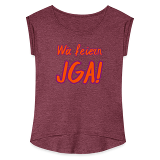 T-Shirt "Wir feiern JGA!" orange-violett - Bordeauxrot meliert