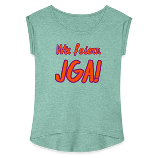 T-Shirt "Wir feiern JGA!" orange-violett - Minze meliert