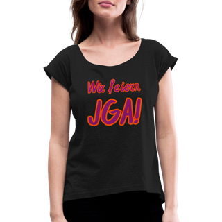 T-Shirt "Wir feiern JGA!" violett-orange - Schwarz
