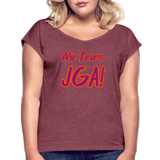 T-Shirt "Wir feiern JGA!" violett-orange - Bordeauxrot meliert