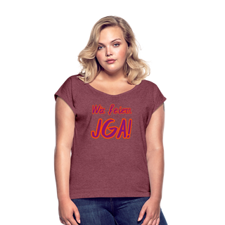T-Shirt "Wir feiern JGA!" violett-orange - Bordeauxrot meliert