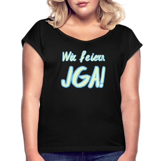 T-Shirt "Wir feiern JGA!" hellgrün-blau - Schwarz