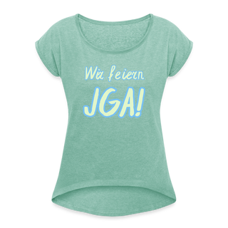 T-Shirt "Wir feiern JGA!" hellgrün-blau - Minze meliert