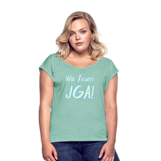 T-Shirt "Wir feiern JGA!" hellgrün-blau - Minze meliert