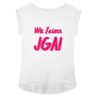 T-Shirt "Wir feiern JGA!" rosa-pink - weiß