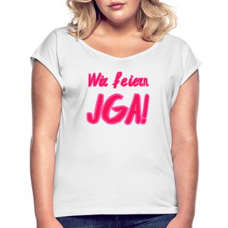 T-Shirt "Wir feiern JGA!" rosa-pink - weiß