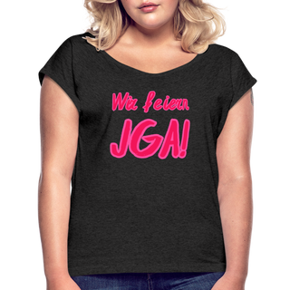 T-Shirt "Wir feiern JGA!" rosa-pink - Schwarz meliert