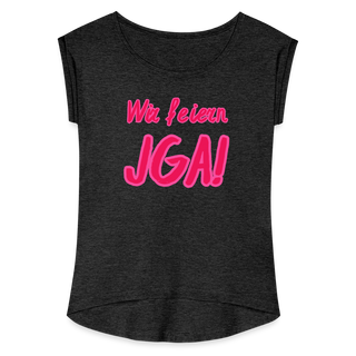 T-Shirt "Wir feiern JGA!" rosa-pink - Schwarz meliert