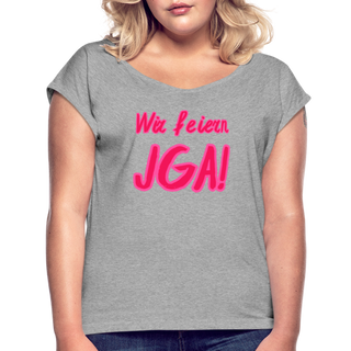 T-Shirt "Wir feiern JGA!" rosa-pink - Grau meliert