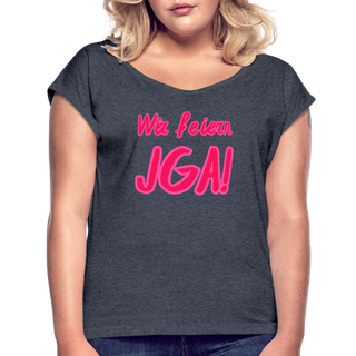 T-Shirt "Wir feiern JGA!" rosa-pink - Navy meliert