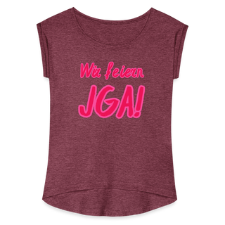 T-Shirt "Wir feiern JGA!" rosa-pink - Bordeauxrot meliert