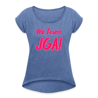 T-Shirt "Wir feiern JGA!" rosa-pink - Denim meliert