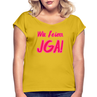 T-Shirt "Wir feiern JGA!" rosa-pink - Senfgelb