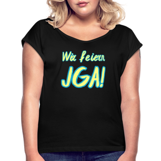T-Shirt "Wir feiern JGA!" gelb-blau - Schwarz