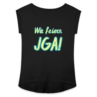 T-Shirt "Wir feiern JGA!" gelb-blau - Schwarz