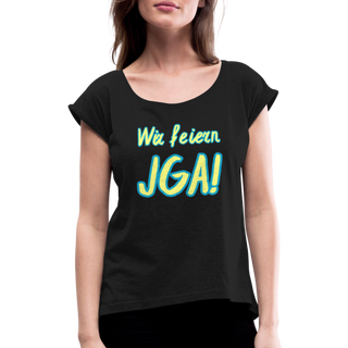 T-Shirt "Wir feiern JGA!" gelb-blau - Schwarz