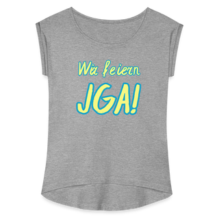 T-Shirt "Wir feiern JGA!" gelb-blau - Grau meliert