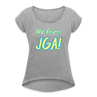 T-Shirt "Wir feiern JGA!" gelb-blau - Grau meliert