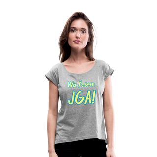 T-Shirt "Wir feiern JGA!" gelb-blau - Grau meliert