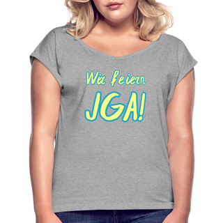 T-Shirt "Wir feiern JGA!" gelb-blau - Grau meliert