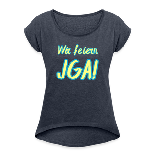 T-Shirt "Wir feiern JGA!" gelb-blau - Navy meliert