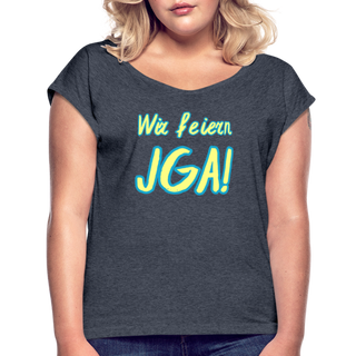 T-Shirt "Wir feiern JGA!" gelb-blau - Navy meliert