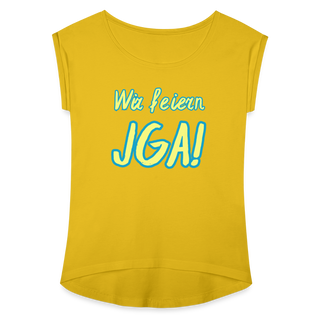 T-Shirt "Wir feiern JGA!" gelb-blau - Senfgelb