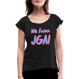 T-Shirt "Wir feiern JGA!" blau-pink - Schwarz