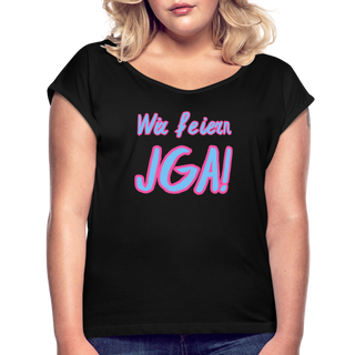 T-Shirt "Wir feiern JGA!" blau-pink - Schwarz
