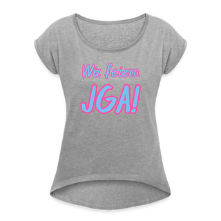 T-Shirt "Wir feiern JGA!" blau-pink - Grau meliert