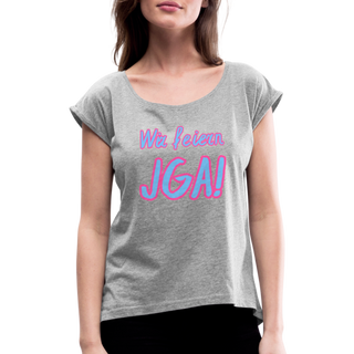 T-Shirt "Wir feiern JGA!" blau-pink - Grau meliert