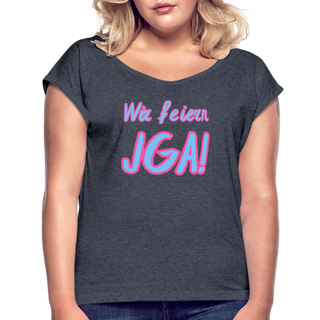 T-Shirt "Wir feiern JGA!" blau-pink - Navy meliert