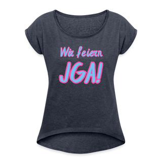T-Shirt "Wir feiern JGA!" blau-pink - Navy meliert