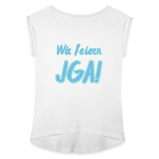 T-Shirt "Wir feiern JGA!" blau-hellblau - weiß