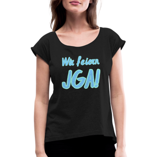 T-Shirt "Wir feiern JGA!" blau-hellblau - Schwarz