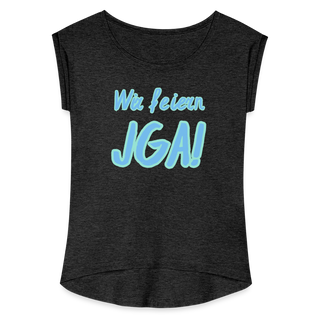 T-Shirt "Wir feiern JGA!" blau-hellblau - Schwarz meliert