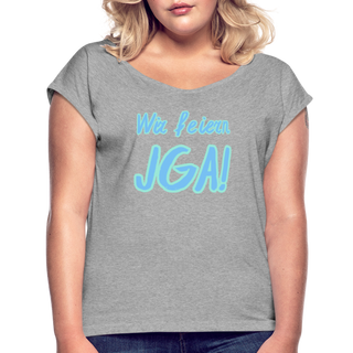 T-Shirt "Wir feiern JGA!" blau-hellblau - Grau meliert
