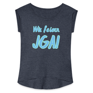 T-Shirt "Wir feiern JGA!" blau-hellblau - Navy meliert
