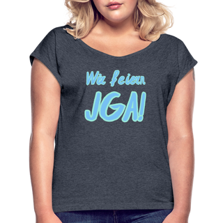 T-Shirt "Wir feiern JGA!" blau-hellblau - Navy meliert
