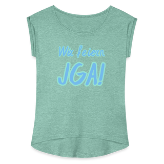 T-Shirt "Wir feiern JGA!" blau-hellblau - Minze meliert