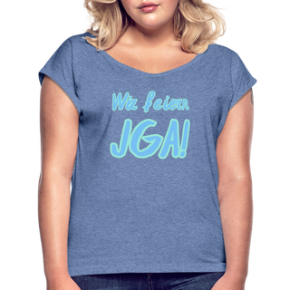 T-Shirt "Wir feiern JGA!" blau-hellblau - Denim meliert