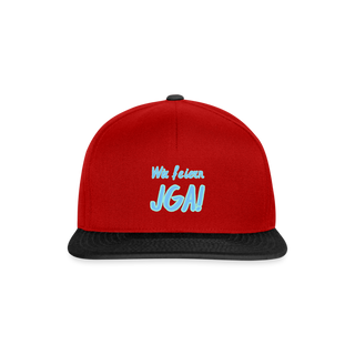 Snapback Cap "Wir feiern JGA" blau-hellblau - Rot/Schwarz